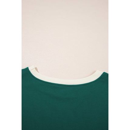 Evergreen Colorblock Edge Drop Shoulder T Shirt and Skort 2Pcs Set