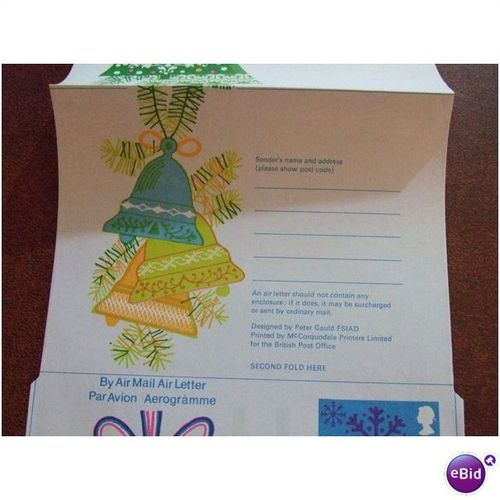 GB Christmas snowflake 12p Aerogramme Air Mail Letter decorations