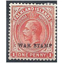 Falkland Islands 1918 SG71 1d Vermillion Mounted Mint.