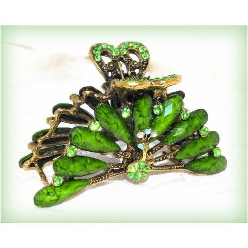 Sale Retro Fashion Green Crystal Rhinestone Hair Clip Claw Grip Jewellery 1234