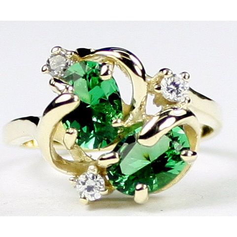 Russian Nanocrystal Emerald, 10KY Gold Ring, R016
