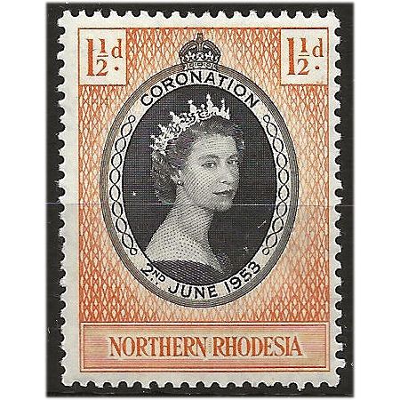Northern Rhodesia 1953 SG60 1 1/2d Black & Yellow-Orange Coronation U/Mint . ..