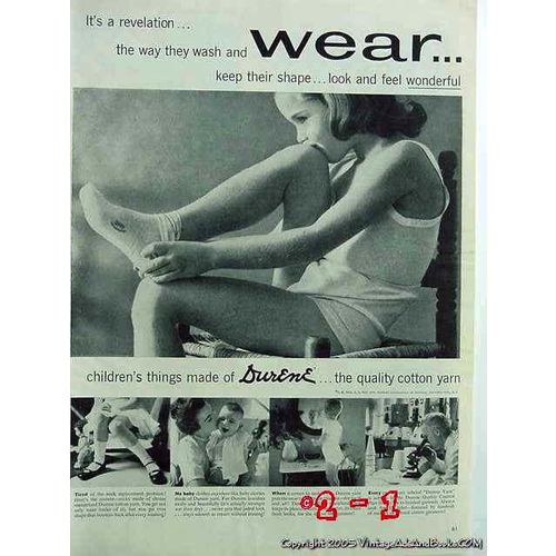 DURENE 1953 cotton yarn childrens underware vintage ad