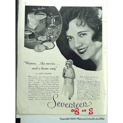 SEVENTEEN PERFUME 1931 actress Lois Wilson vintage ad