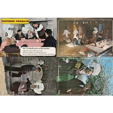 Normandie French 4x Giant Hat Fashion Postcard s