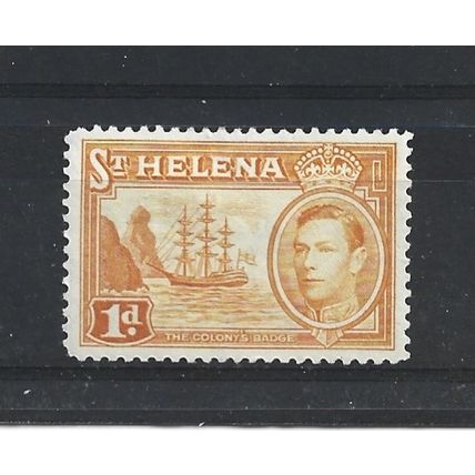 St Helena.SG132a 1d Badge of St.Helena (Yellow-Orange).Mounted Mint.May24g