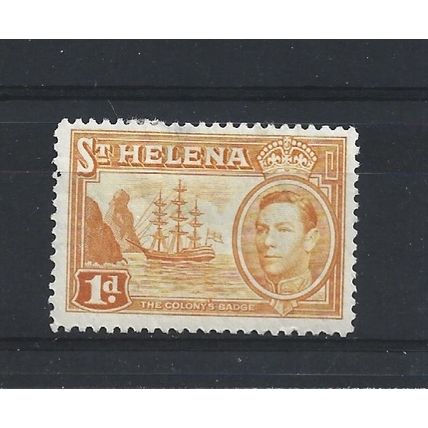 St Helena.SG132a 1d Badge of St.Helena (Yellow-Orange).Mounted Mint.May24n
