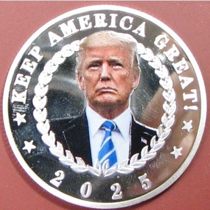 Donald Trump 2025. Challenge Coin. 1.50". Silver Tone. 82b.