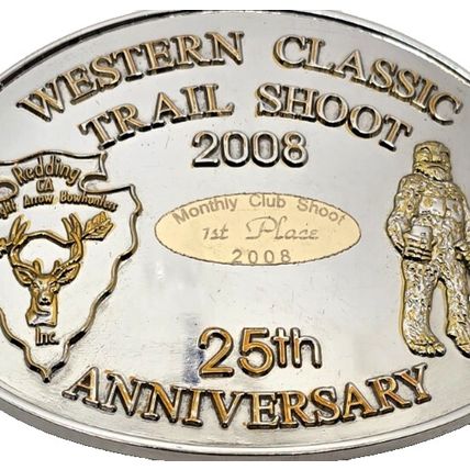 2008 Western Classic Trail Shoot Club Belt Buckle 25th Anniversary 1st Place Vtg