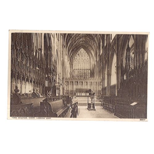 YORK MINSTER, CHOIR LOOKING East. unused vintage postcard by Photochrom #