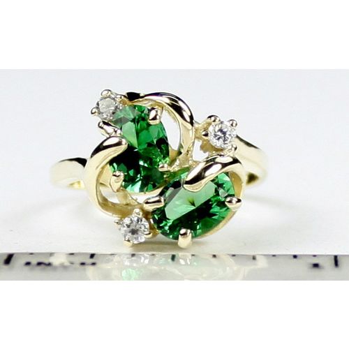 Russian Nanocrystal Emerald, 10KY Gold Ring, R016