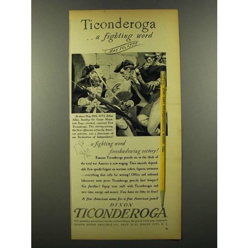 1942 Dixon Ticonderoga Pencil Ad - A Fighting Word