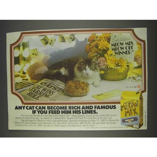 1982 Purina Meow Mix Ad - Rich and Famous