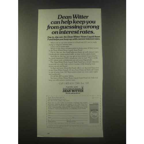 1985 Dean Witter Ad - Keep From Guessing Wrong on Interest Rates