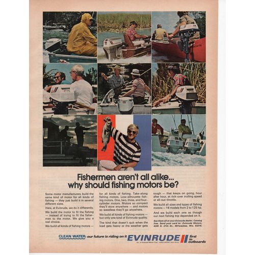 Evinrude Boat Motors vintage Full Page Print Ad December 1971