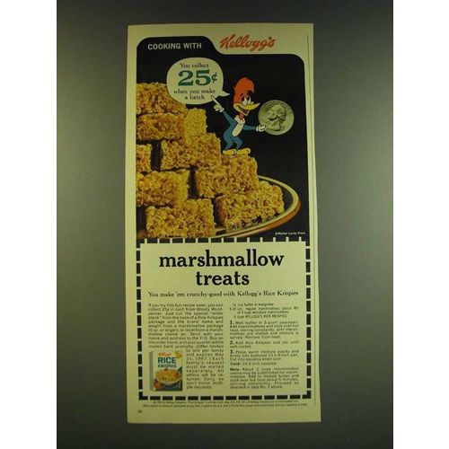 1966 Kellogg's Rice Krispies Ad - Woody Woodpecker - Marshmallow treats