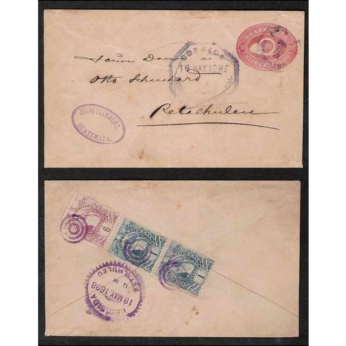 Guatemala #EN17 Postal Sta. UPRATED 1898 Great Markings