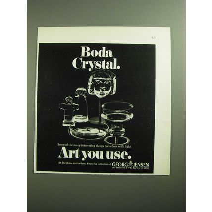 1970 Georg Jensen Boda Crystal Ad - Boda Crystal. Art you use
