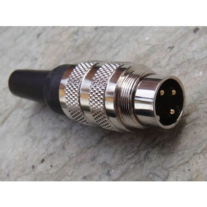 DIN Plug, Locking, 3 Pin, Metal Cased. NOS Professional Quality Big Amp or Mic ?