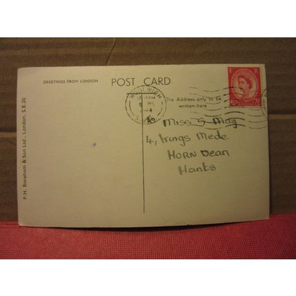 WESTMINSTER ABBEY, LONDON .used vintage postcard byP H Boreham. 1964 pm =