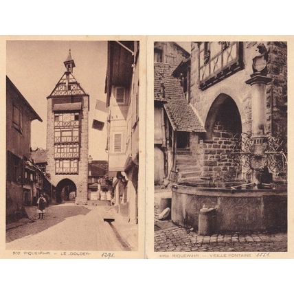 Riquewihr Vielle Fontaine Le Dolder 2x Antique French Postcard s