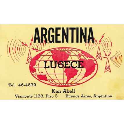 Buenos Aires Argentina 1970s Globe QSL Amateur Radio Card
