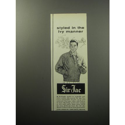 1957 Stahl-Urban Sir Jac Jacket Ad - Styled in the Ivy manner
