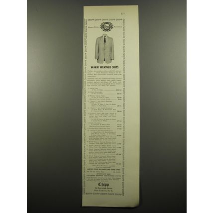 1955 Chipp Warm Weather Suits Ad - Warm Weather Suits