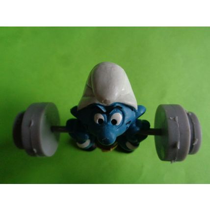 Weight lifter weight lifting smurf complete with weights