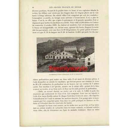 Mont Cenis Tunnel Works, Bardonecchia, Italy, Book Illustration, 1895