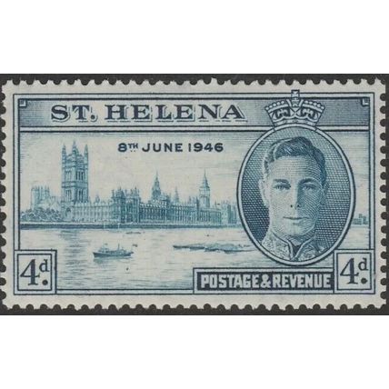 St Helena KGVI 1946 Victory 4d Blue Unmounted Mint MNH SG 142 Sc 129 stamp