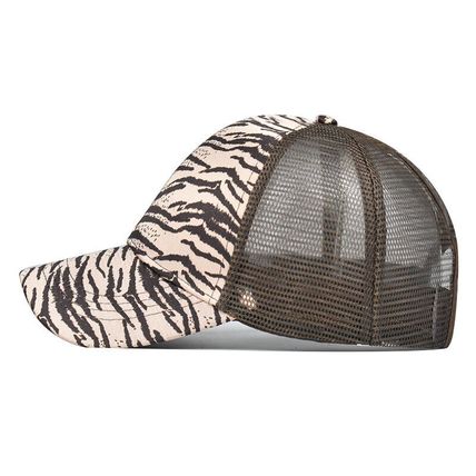 Ladies High Bun Hat Cotton Summer Sun Sport Ponytail Leopard Baseball Cap