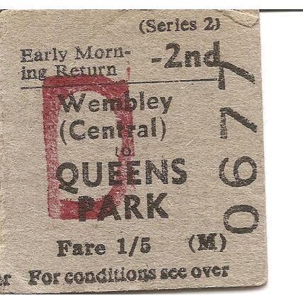 B.T.C. Edmondson Ticket - Wembley Central to Queens Park
