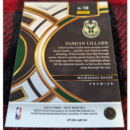 2023-24 Damian Lillard Panini Select Green Prizm #138