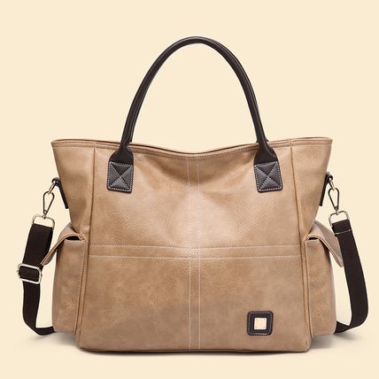 Women Trendy Fashion Shoulder Bag Vegan Leather Purse khaki