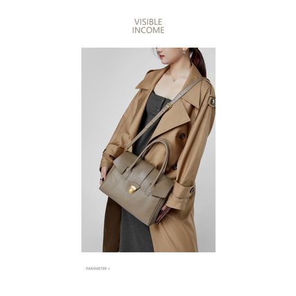 Genuine Leather Women Handbag and Shoulder Bag Grey