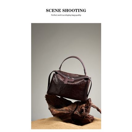 Genuine Leather Women Shoulder Handbags Brown