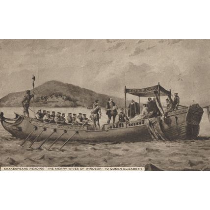 Shakespeare Reading The Merry Wives Of Windsor Boat Queen Elizabeth Old Postcard