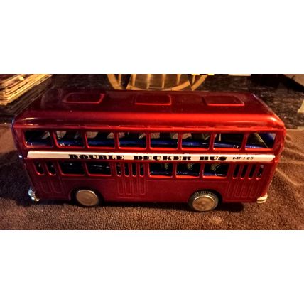Old Vintage Original friction powered Double Decker Bus MF 185 W/ Box 12" Long