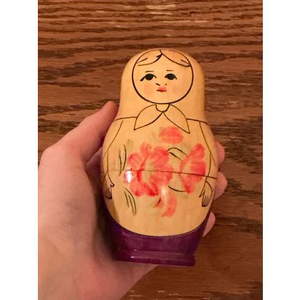 Authentic Handmade Vintage Russian Wooden Nesting Doll (6 Dolls in Total in 1)