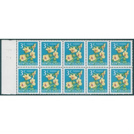 New Zealand 1967 3c Puarangi variety White flaw on 'Z' of 'ZEALAND' SG849var MNH