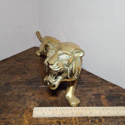 Large Vintage Brass Tiger Figure