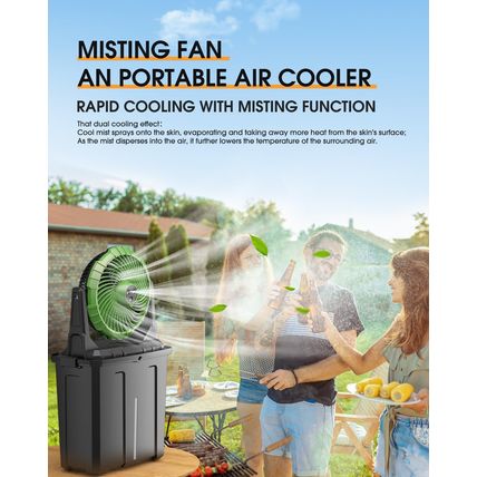 Ausic Portable Misting Fan - 9L Bucket, 10-Inch Outdoor Fans for Patios/Camping/