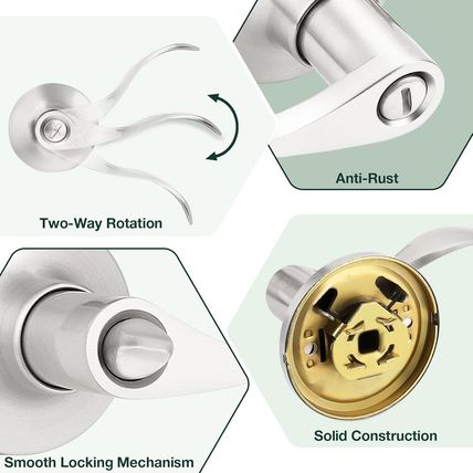 GOBEKOR 8 Pack Brushed Nickel Privacy Door Levers Bedroom Bathroom Door Handles