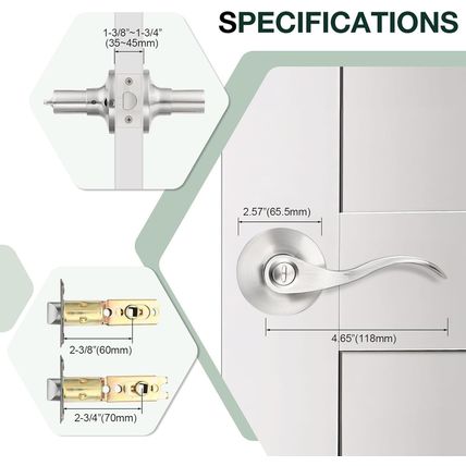 GOBEKOR 8 Pack Brushed Nickel Privacy Door Levers Bedroom Bathroom Door Handles