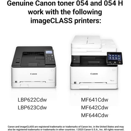 Canon 054 Genuine Black Toner Cartridge Compatible with Lbp622Cdw, Lbp623Cdw, Mf