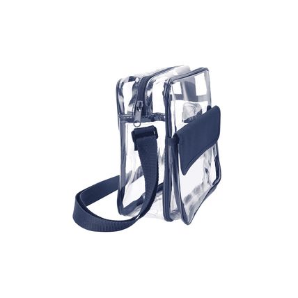 Dark Blue PVC Patchwork Adjustable Strap Square Crossbody Bag
