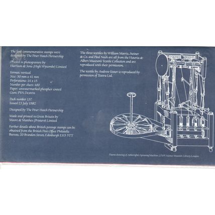 GB stamps 1982 Presentation Pack - SG - 1192-1195 - British Textiles