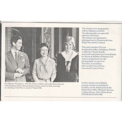 GB stamps 1981 Presentation Pack - SG 1160-1161 - Charles & Diana Wedding