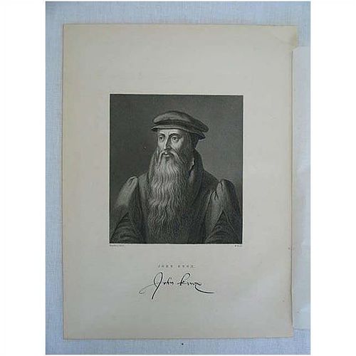 John Knox - Victorian Portrait Print - Antique Print by W Hall After Hondius